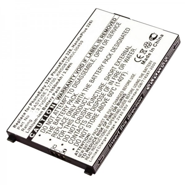 Batterij geschikt voor mobiele telefoon batterij Doro Primo 326i batterij EASYUSE 3.7 / 700, XWD081206UL00459