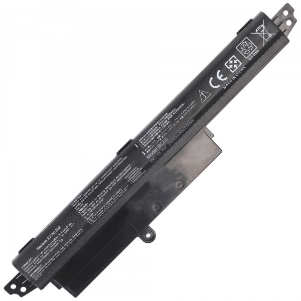 Batterij geschikt voor de ASUS VivoBook X200CA batterij 0B110-00240100E, 1566-6868, A31LM9H, A31LMH2, 2600mAh