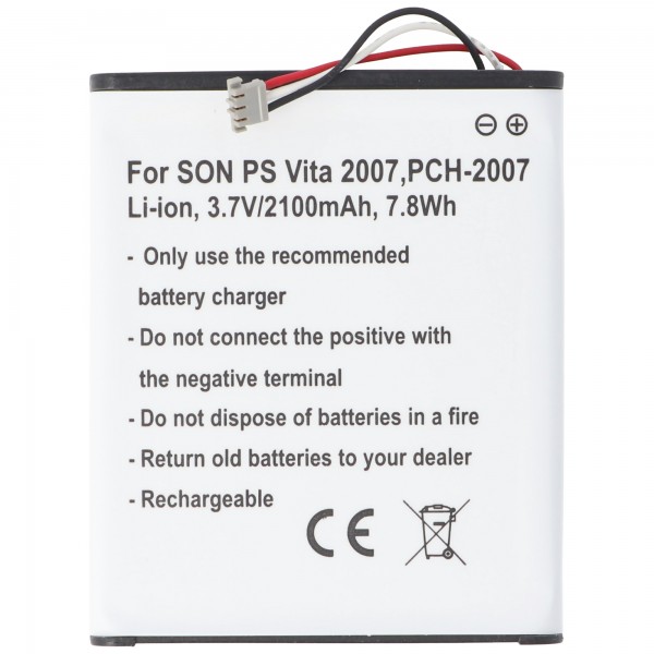 Batterij geschikt voor Sony PS Vita 2007, PCH-2007, Li-ion, 3.7V, 2100mAh, 7.8Wh