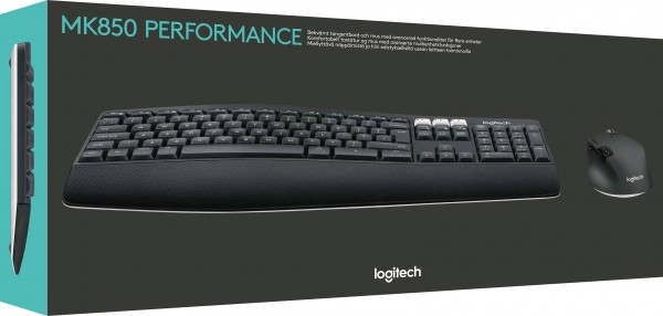Logitech Toetsenbord/Muis Set MK850, Draadloos, Unifying, Black Performance, DE, Optisch, 1000 dpi, Retail