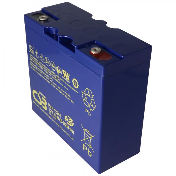 CSB-EVH12240 12 volt AGM loodzuurbatterij 24Ah, 181x76.2x178mm M5 binnendraad cyclusbestendig + stand-by