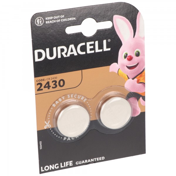 Duracell batterij lithium, knoopcel, CR2430, 3V elektronica, blisterverpakking (2 stuks)