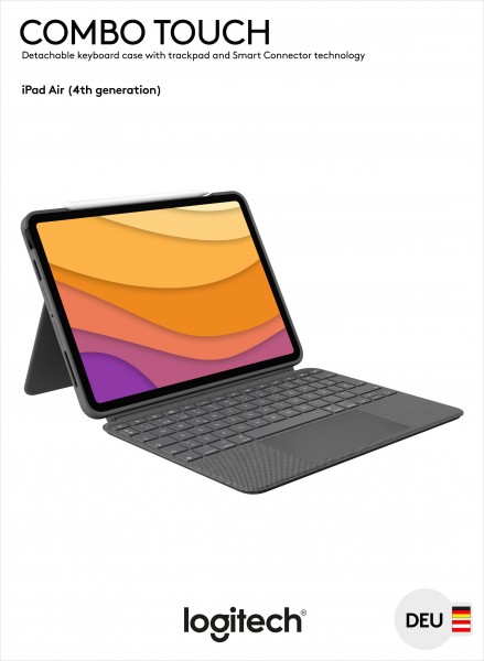 Logitech Keyboard Combo Touch, Smart Connector, grijs voor Apple iPad Air 10.9&quot;, Gen.4/5, Trackpad, DE, Retail