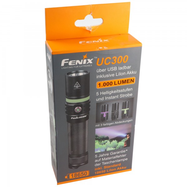 Fenix UC300, Cree XP-L HI V3 LED-zaklamp, 1000 lumen, inclusief batterij, met USB-oplaadfunctie