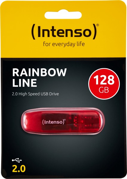 Intenso USB 2.0-stick 128GB, Rainbow Line, rood (R) 28MB/s, (W) 6.5MB/s, blisterverpakking