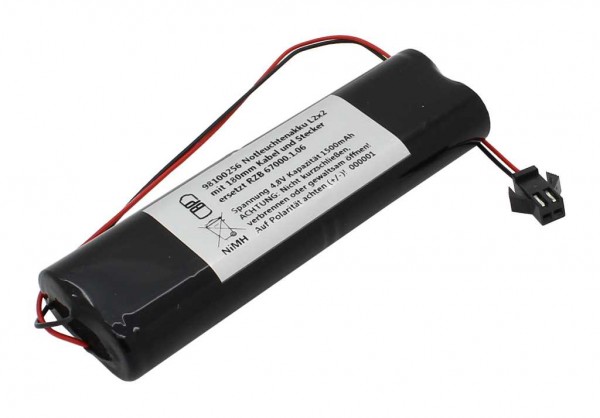 Noodverlichting batterij NiMH 4.8V 1500mAh L2x2 met kabel en stekker vervangt RZB 67000.1.06