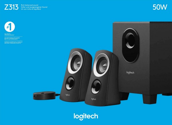 Logitech Speaker Z313, audio, stereo 2.1, 50W subwoofer, zwart, detailhandel