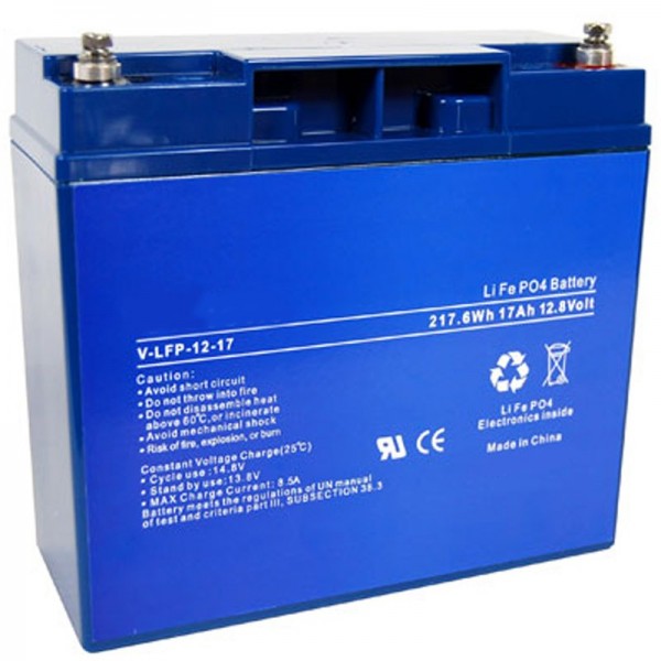 AccuCell-batterij voor golfcaddy, golftrolley met 12 volt, 17 Ah, 217,6 Wh LiFePO4-batterij