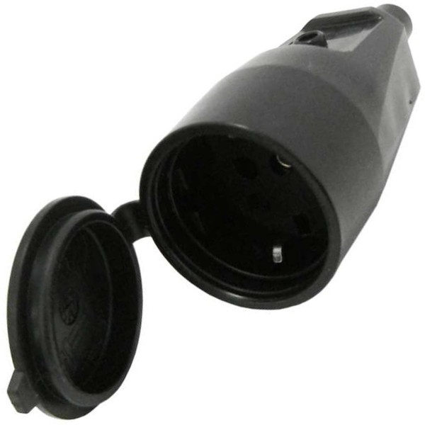 Beschermende contactkoppeling zwart met rubber bekleed met deksel