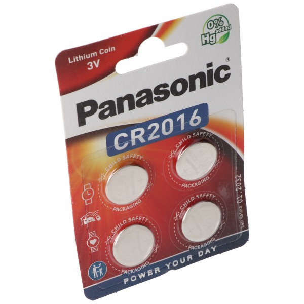 Panasonic Batterij Lithium, Knoopcel, CR2016, 3V Elektronica, Lithium Power, Retail Blister (4-Pack)