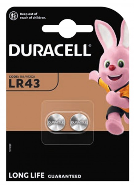 Duracell LR43-V12GA, 186, 84, LR1142 knoopcel 2-pack