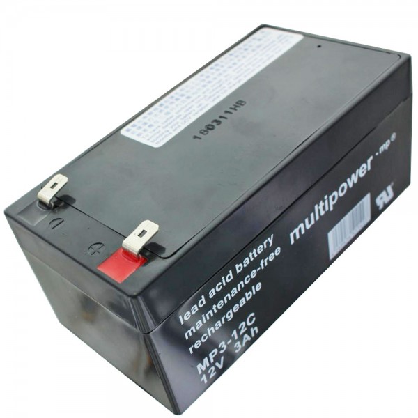 Multipower MP3-12C loodbatterij 6,3 mm Faston-connector, cyclusbestendige versie