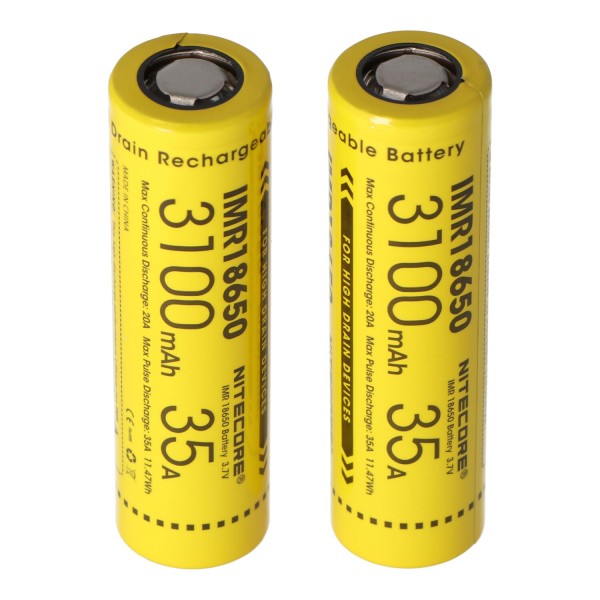 Nitecore 18650IMR Li-Ion batterij 3100mAh / 35A, set bestaande uit 2 stuks