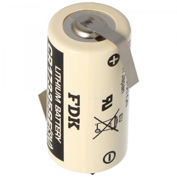 Sanyo lithiumbatterij CR17335 SE maat 2 / 3A, met soldeerplaatje Z-vorm