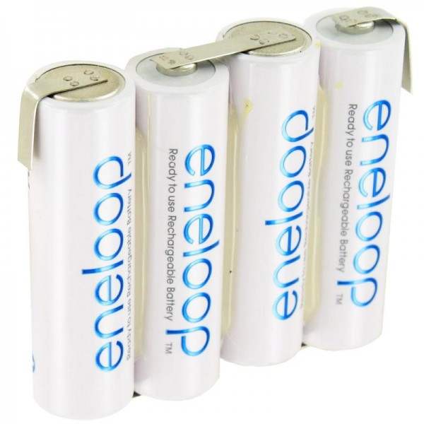 eneloop 4,8 volt batterijpakket naast F1x4 met maximaal 2000 mAh