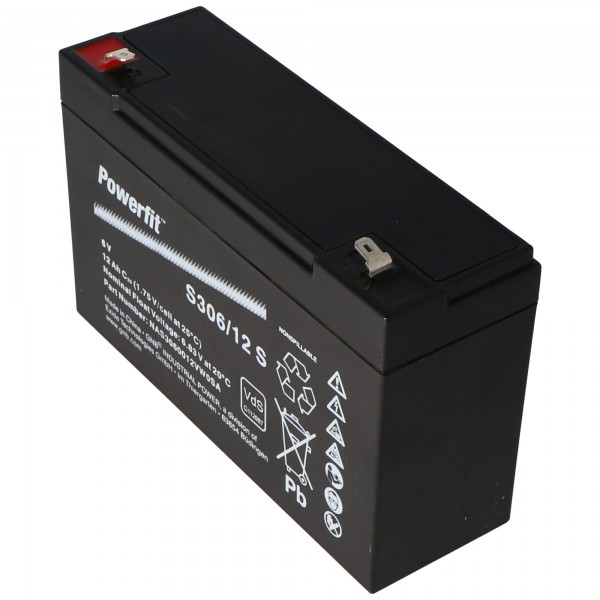 Exide Powerfit S306 / 12S loodbatterij met Faston 4,8 mm 6V, 12000 mAh