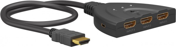 Goobay HDMI™-schakelkast 3 naar 1 (4K @ 60 Hz) - voor schakelen tussen 3x HDMI™-apparaten aangesloten op 1x HDMI™-scherm