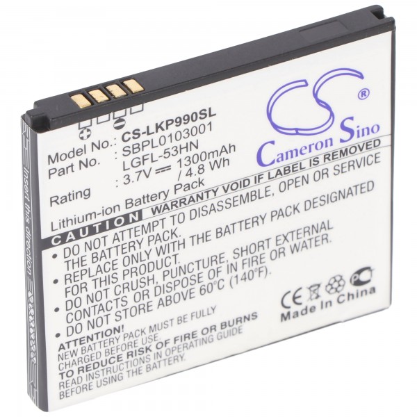 LG P990 compatibele batterij van AccuCell LGFL-53HN, SBPL0103001, 1400mAh