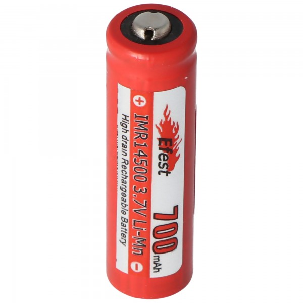 Efest IMR 14500 V2 batterij met 700 mAh 3,7 V Li-ion batterij positieve pool verhoogd, let op afmetingen ca. 50,5x14,2 mm