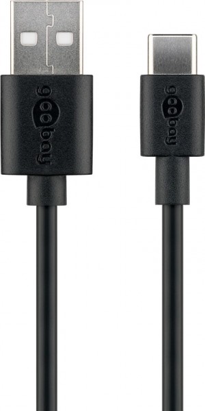 USB-C oplaad- en synchronisatiekabel voor alle apparaten met een USB-C poort, 3 meter, zwart