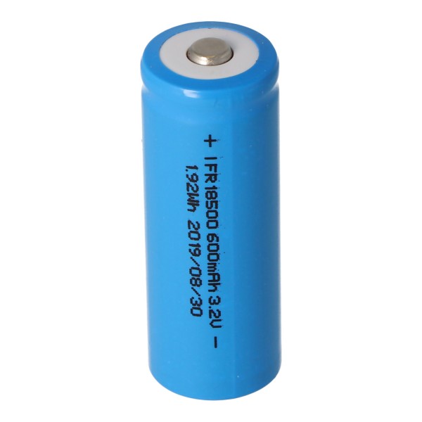 IFR 18500 - 600 mAh 3,2 V LiFePo4-batterij (knop bovenaan) onbeschermd