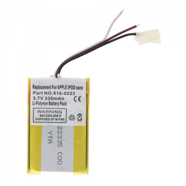 AccuCell-batterij geschikt voor Apple iPOD nano, 616-0223, 330mAh