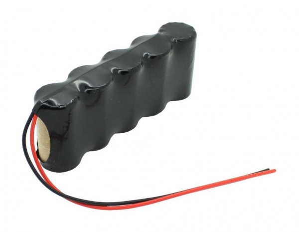 Batterij voor noodlicht NiCd 6.0V 2500mAh F1x5 Baby C met 200 mm kabel aan één zijde geschikt voor 6 V batterij