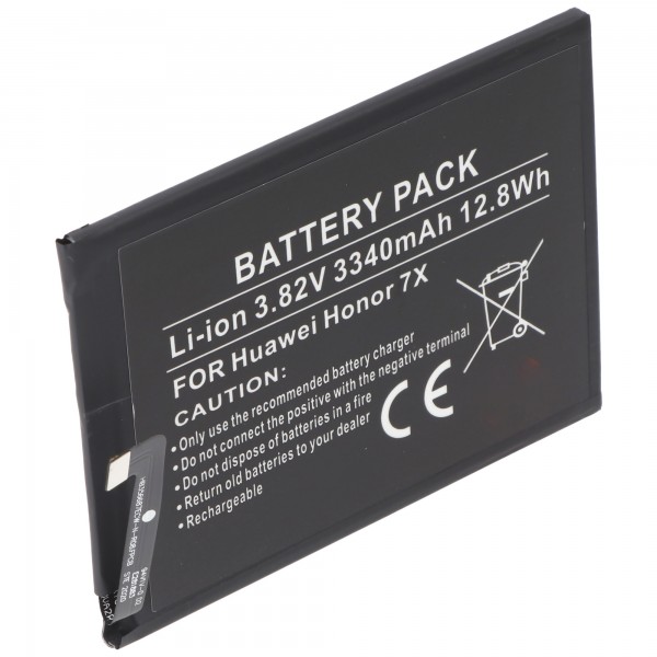 Batterij geschikt voor Huawei Honor 7X, Li-Polymer, 3.82V, 3340mAh, 12.8Wh, ingebouwd, zonder gereedschap