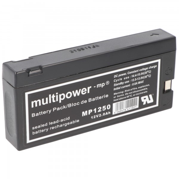 Multipower MP1250 12V 2Ah vervangt LC-SD122PG loodaccu AGM loodgelaccu
