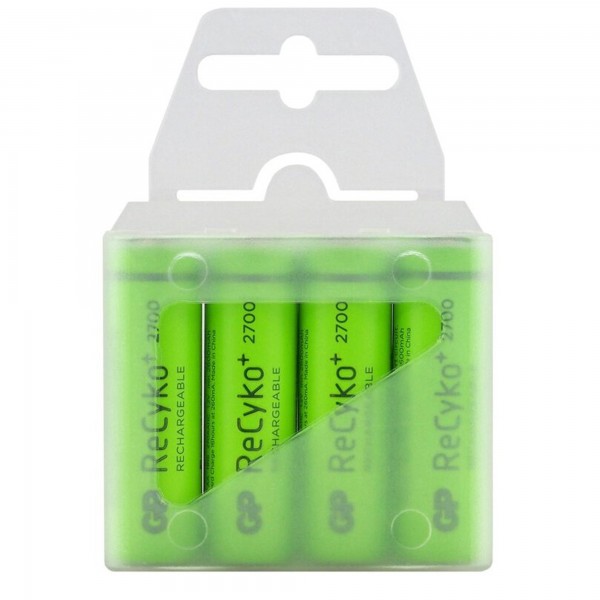 4 stuks R6/AA Ni-MH batterijen GP ReCyko+ 2700 serie NiMH batterij 1.2V, 2600mAh