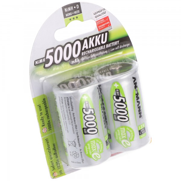 Ansmann NiMH batterij mono 5000mAh, blisterverpakking van 2