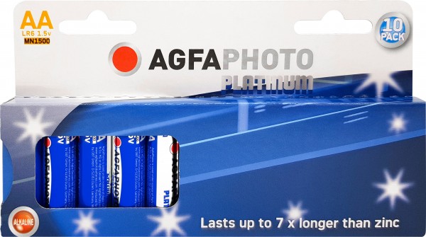 Agfaphoto Alkaline Batterij, Mignon, AA, LR06, 1.5V Power, Retail Blister (10-Pack)