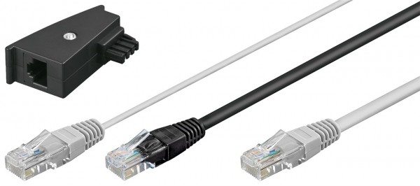 Goobay TAE telefoon adapter stekker - 2x RJ45 stekker > RJ45 stekker (8P8C) + TAE-F stekker
