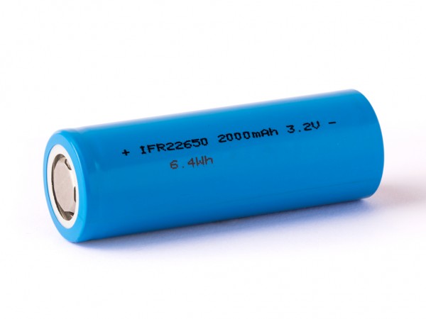 IFR22650 3.2 Volt tot 3,3 V 2000 mAh LiFePO4 lithium-ijzerfosfaatbatterij, afmetingen opmerking 65x22,1 mm