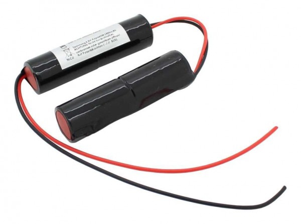 Noodlicht batterij NiCd 4.8V 1800mAh 2x L1x2 Sub-C met 200mm kabel vervangt 4.8V batterij