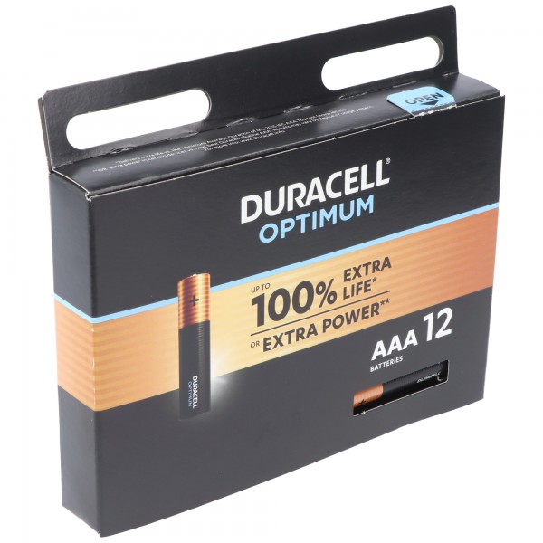 Duracell Optimum AAA Mignon Alkaline Batterijen 1.5V LR03 MX2400 Pak van 12