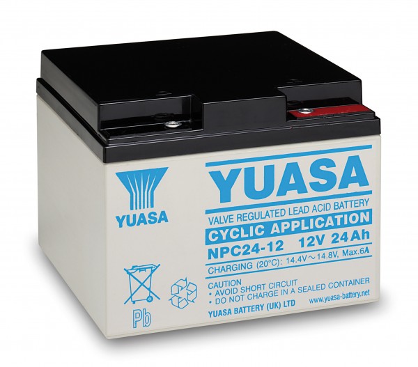 Yuasa NPC24-12I loodbatterij cyclusbestendig 12 volt, 24Ah