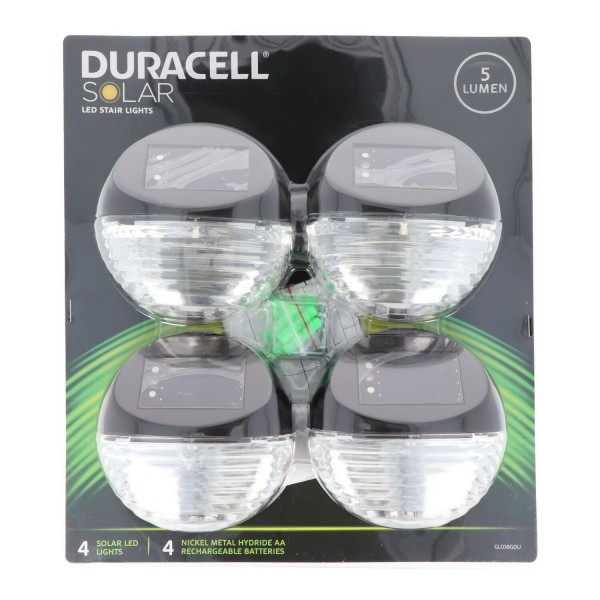 Duracell Solar LED-traplamp GLL038GDU als LED-traplamp, set bestaande uit 4 stuks inclusief verwisselbare batterijen, metaalbrons