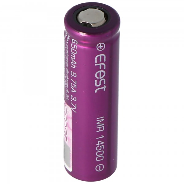 Efest IMR 14500 - 650mAh 3.6V - 3.7V Li-Ion batterij (platte pluspool)