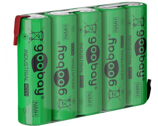 Goobay 5x AA (Mignon) - 2100 mAh - soldeertag (Z), nikkel-metaalhydride batterij (NiMH), 6 V