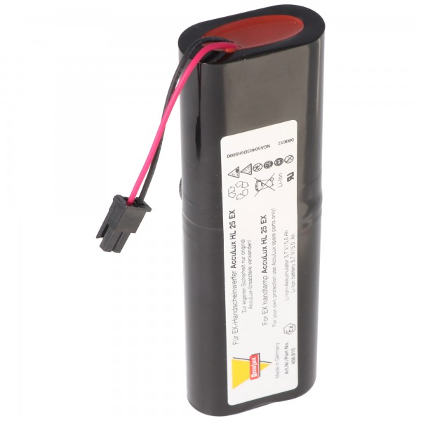 Originele batterij voor handlamp LiIon 3.7V 5000mAh 18.5 Wh Ex-beschermd geschikt voor Acculux knielamp HL25EX ex