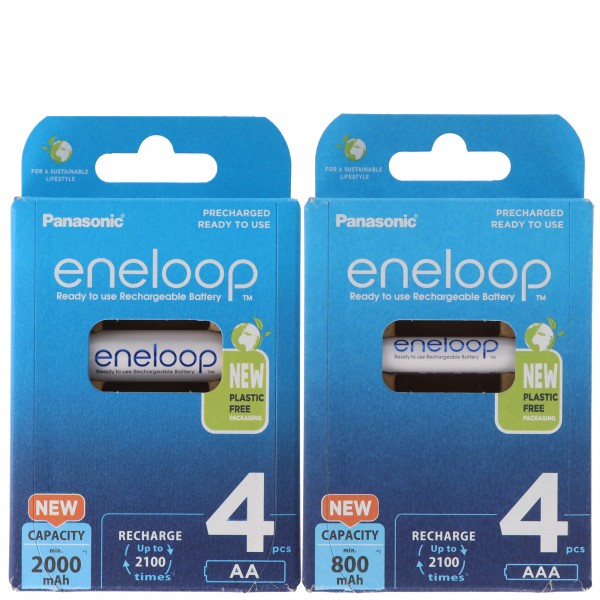 Panasonic Eneloop combipakket met 4x AA- en AAA-batterijen en 2 AccuCell-batterijdozen Gratis