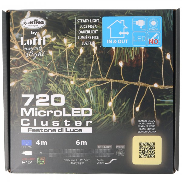 Micro LED-lichtketting 'Cluster' 720 fl. Warm wit 55315
