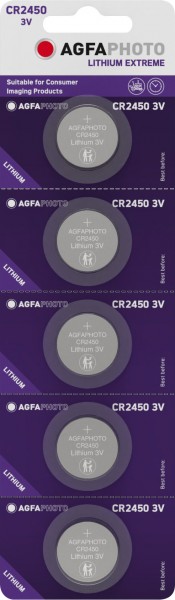 Agfaphoto Batterij Lithium, knoopcel, CR2450, 3V Extreme, retailblister (5-pack)