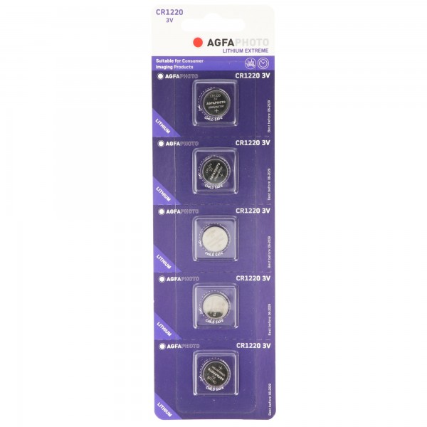 Agfaphoto Batterij Lithium, knoopcel, CR1220, 3V Extreme, retailblister (5-pack)