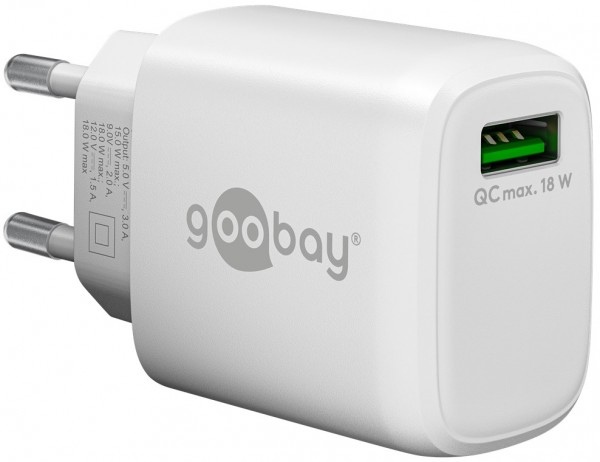 Goobay USB snellader QC 3.0 (18 W) wit - 1x USB-A poort (Quick Charge 3.0) - wit