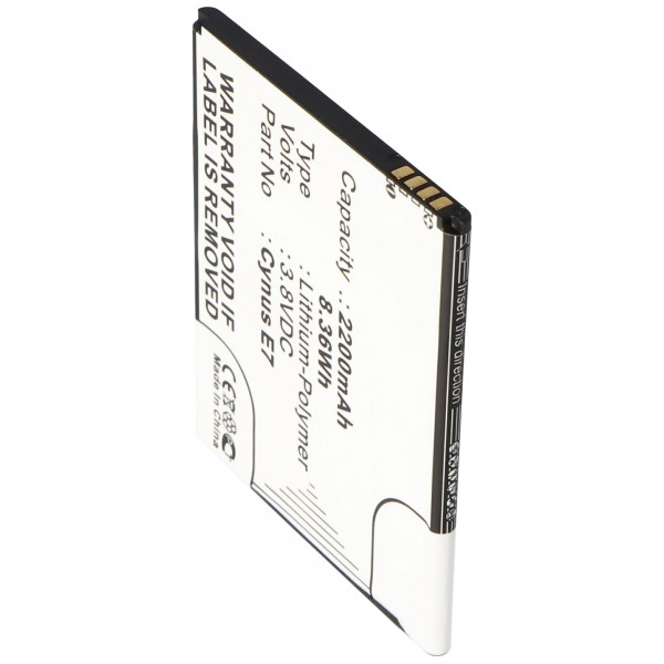 Accu geschikt voor Mobistel Cynus E6 batterij BTC-MCE600SL, Li-Polymer, 3.8V, 2300mAh, 8.74Wh