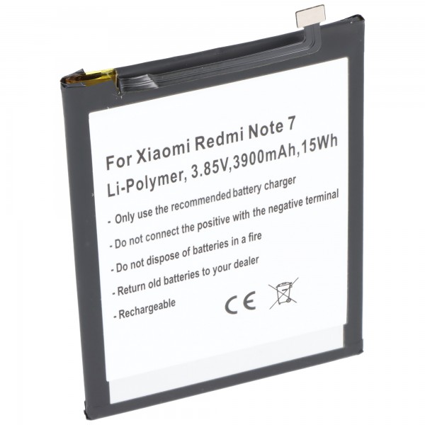Accu geschikt voor Xiaomi Redmi Note 7, Li-Polymer, 3.85V, 3900mAh, 15Wh, ingebouwd, zonder gereedschap