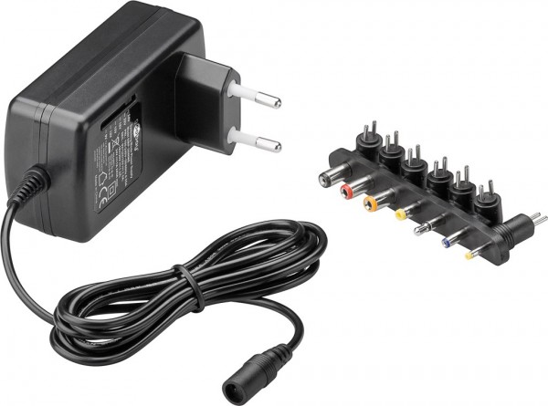 9 V - 24 V universele voeding incl. 7 DC-adapters - max. 24 W en 1,5 A