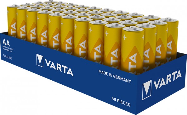 Varta Batterij Alkaline, Mignon, AA, LR06, 1.5V Longlife, Lade (40 stuks)